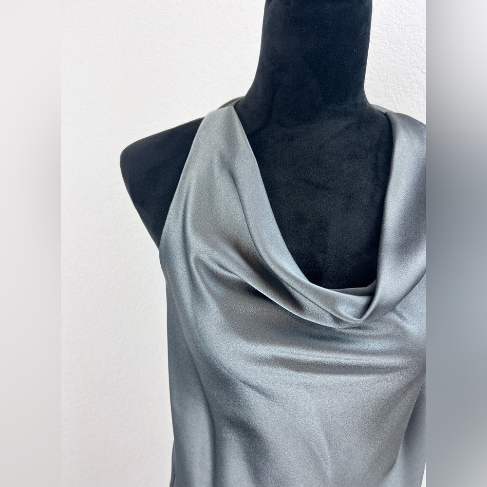 Alice + Olivia Gray Satin Cowl Neck Top - Picture 3 of 12